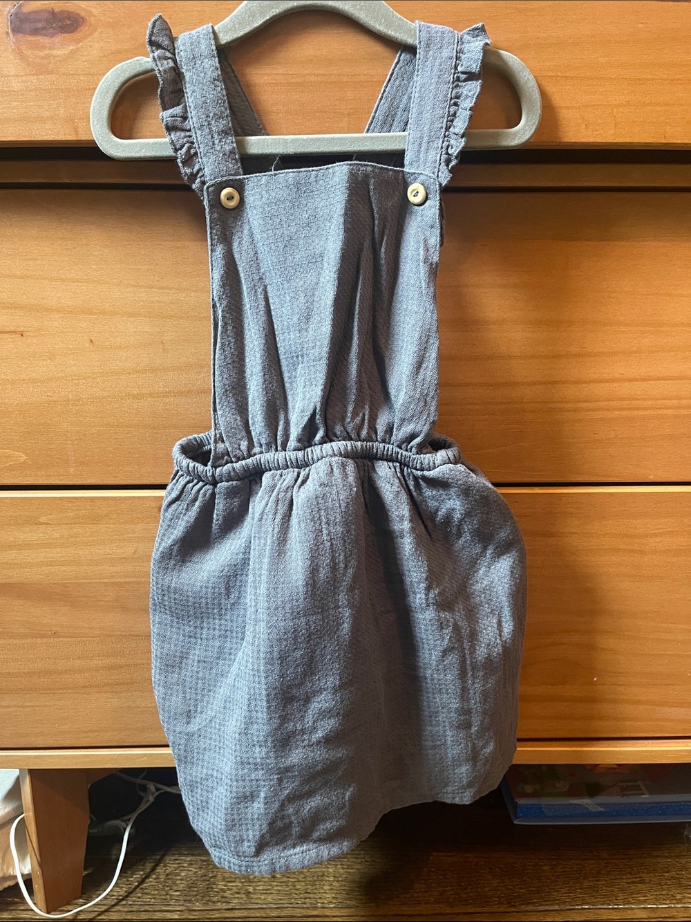 H&M Gray Ruffle-Strap Pinafore dress with bloomers